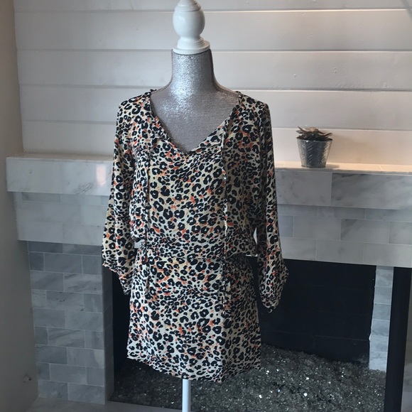Tolani Tops - Tolani Leopard Silk Tunic XS EUC